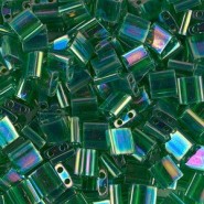 Miyuki tila 5x5mm Perlen - Transparent green ab TL-179